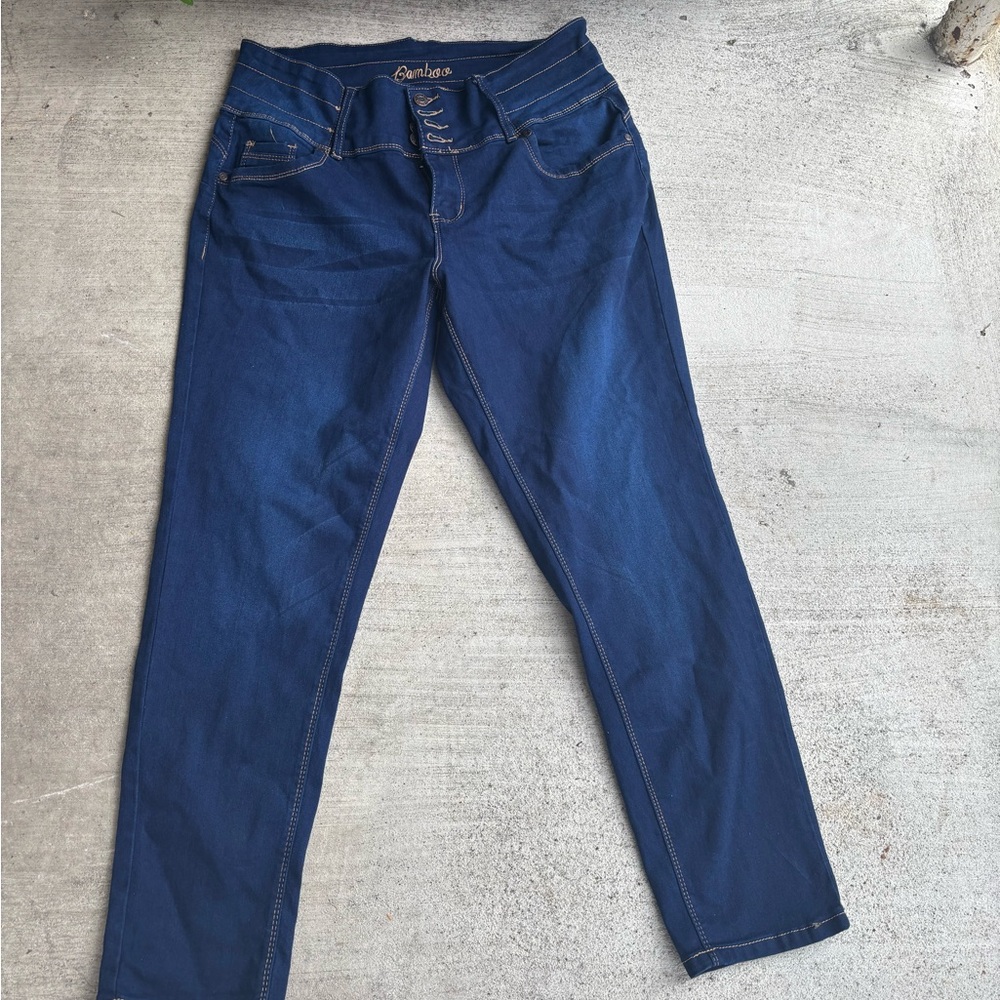 BAMBOO Women's Deep Blue Skinny Jeans